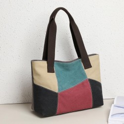 Practical Patchwork Carry Bag in Neutral