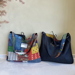 Minimal Patchwork Carry Bag in Neutral