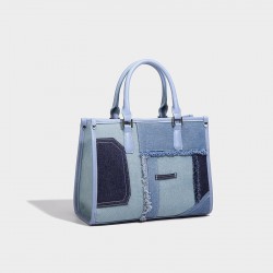 Textured Patchwork Carry Bag in Neutral